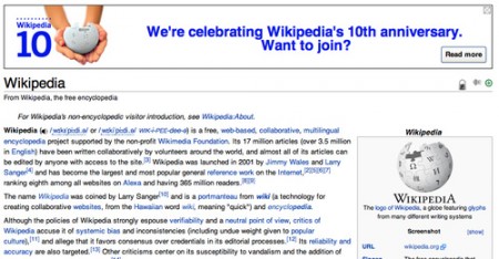 Wikipedia празднует 10-летний юбилей