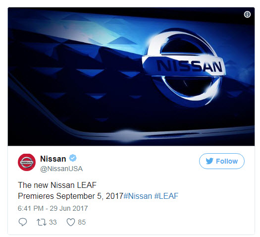 Электромобиль Nissan Leaf нового поколения представят 5 сентября