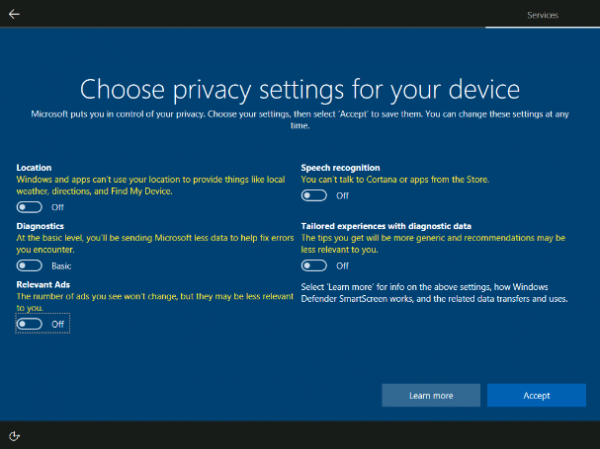 Большинство пользователей Windows 10 Creators Update выбирают все настройки телеметрии