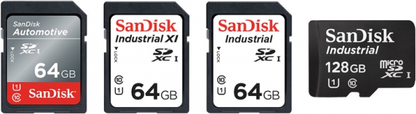 Карты памяти SanDisk Automotive SD и Industrial XI SD рассчитаны на эксплуатацию в диапазоне температур от -40ºC до 85ºC