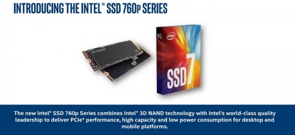 Intel выпустила линейку NVMe-накопителей 760p с памятью TLC 3D NAND